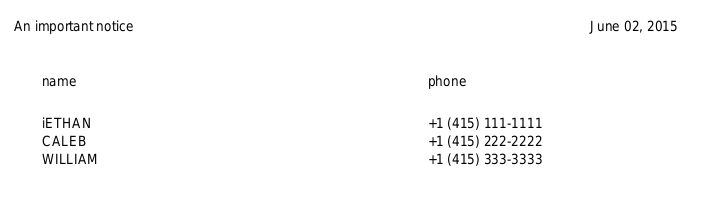 A screenshot of the rendered example report.